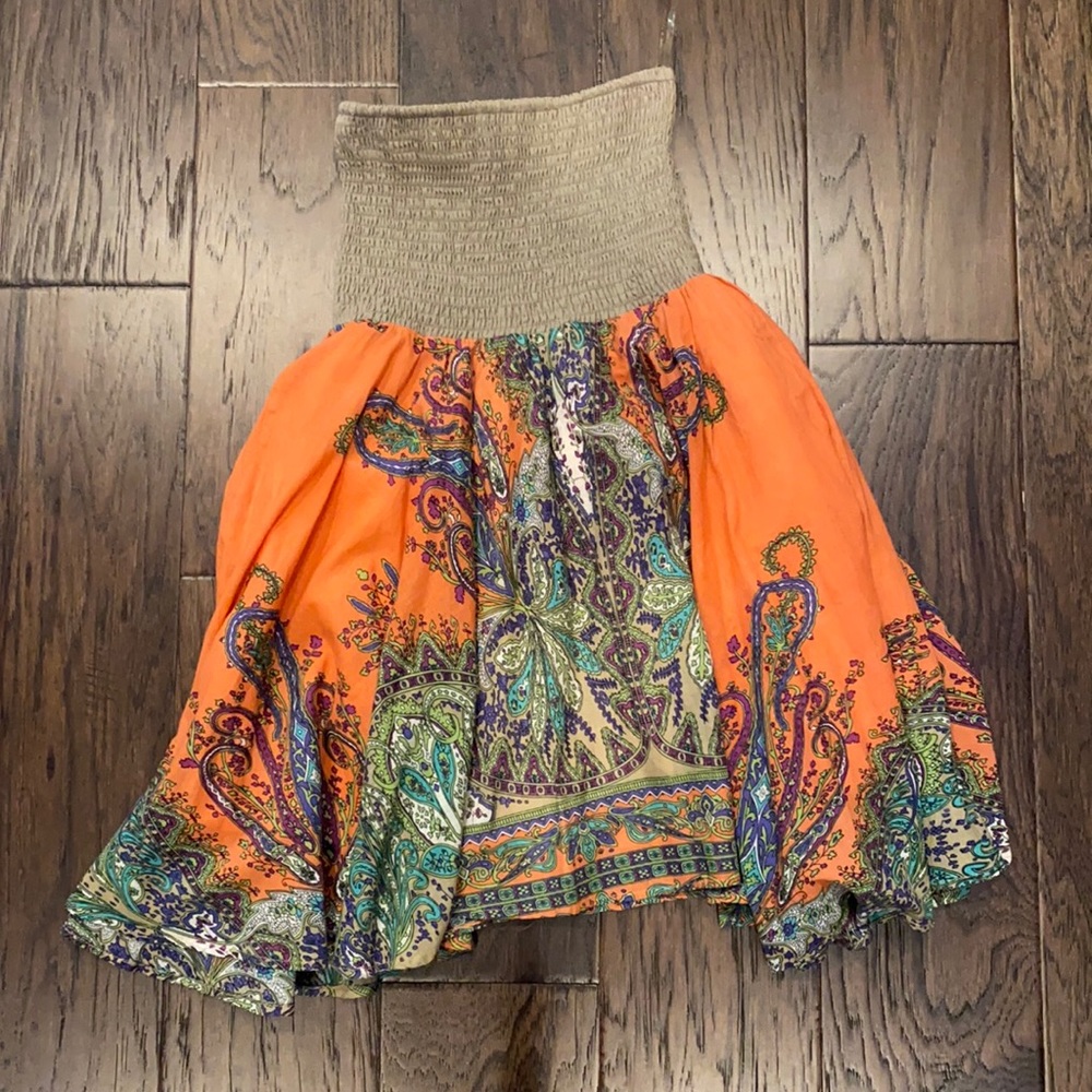 Strapless Smocked bohemian dtrss